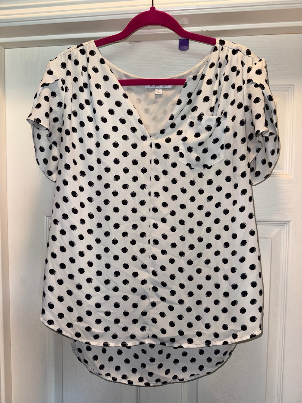 41 Hawthorn White Blouse with Black Polka Dots